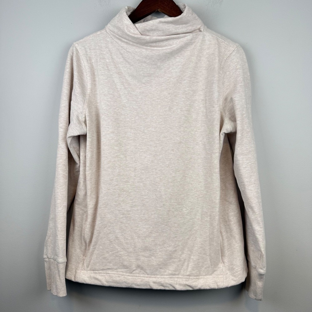 Yogalicious Cloud Plush Weekend Chic Sweatshirt Women M Oatmeal Funnel Neck Yoga